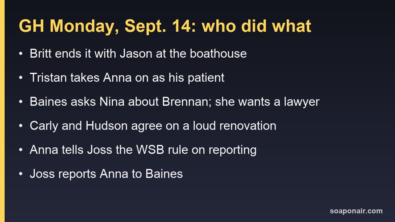 Six key scenes from the September 14, 2026 General Hospital episode