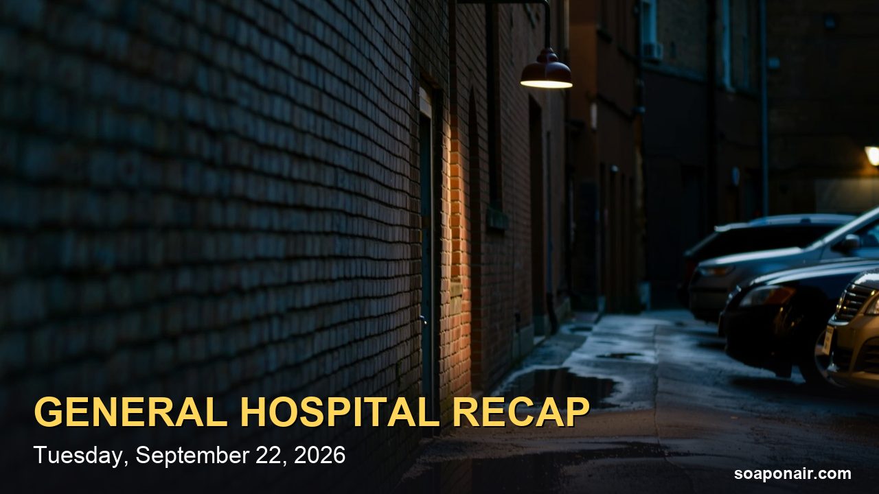 General Hospital Recap Tuesday, September 22, 2026: Jordan Sees Sonny Kiss Justine