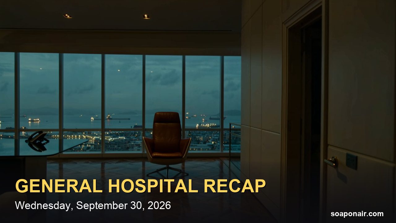 General Hospital Recap Wednesday, September 30, 2026: Scout Sees Drew With Vito