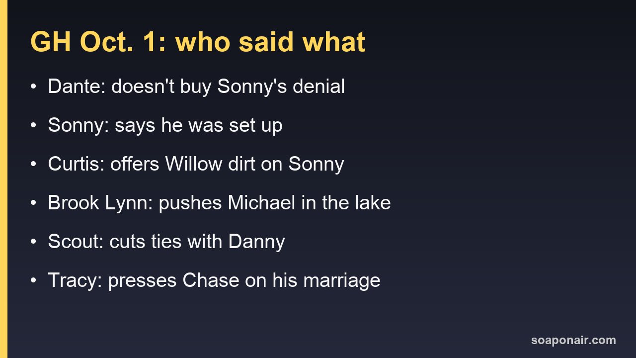 General Hospital Recap Thursday, October 1, 2026: Dante Doesn't Believe Sonny
