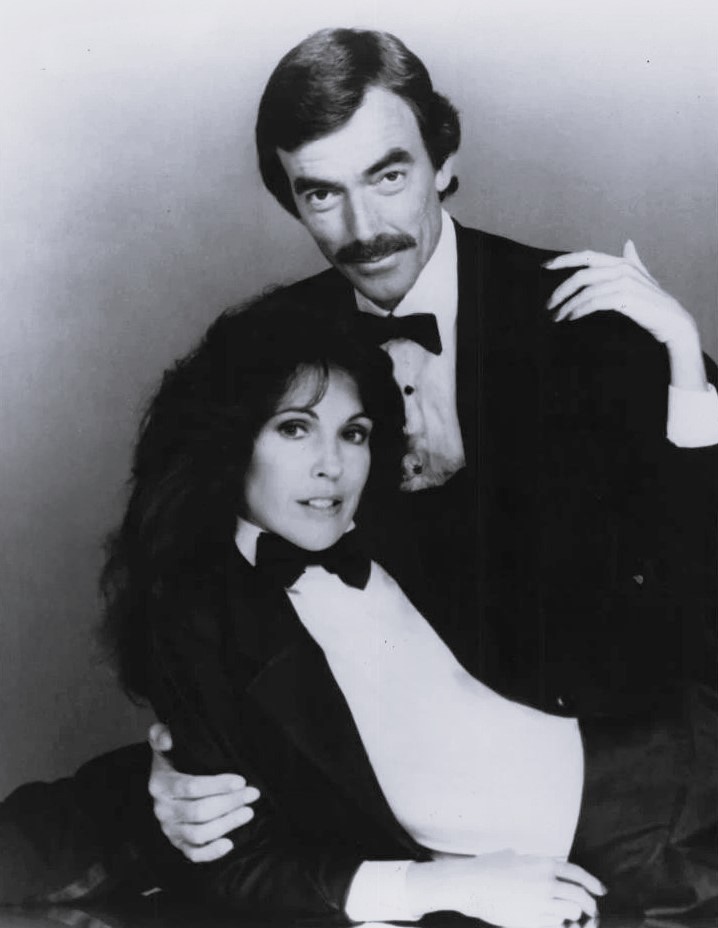 Eric Braeden and Meg Bennett in a 1985 CBS press photo for The Young and the Restless