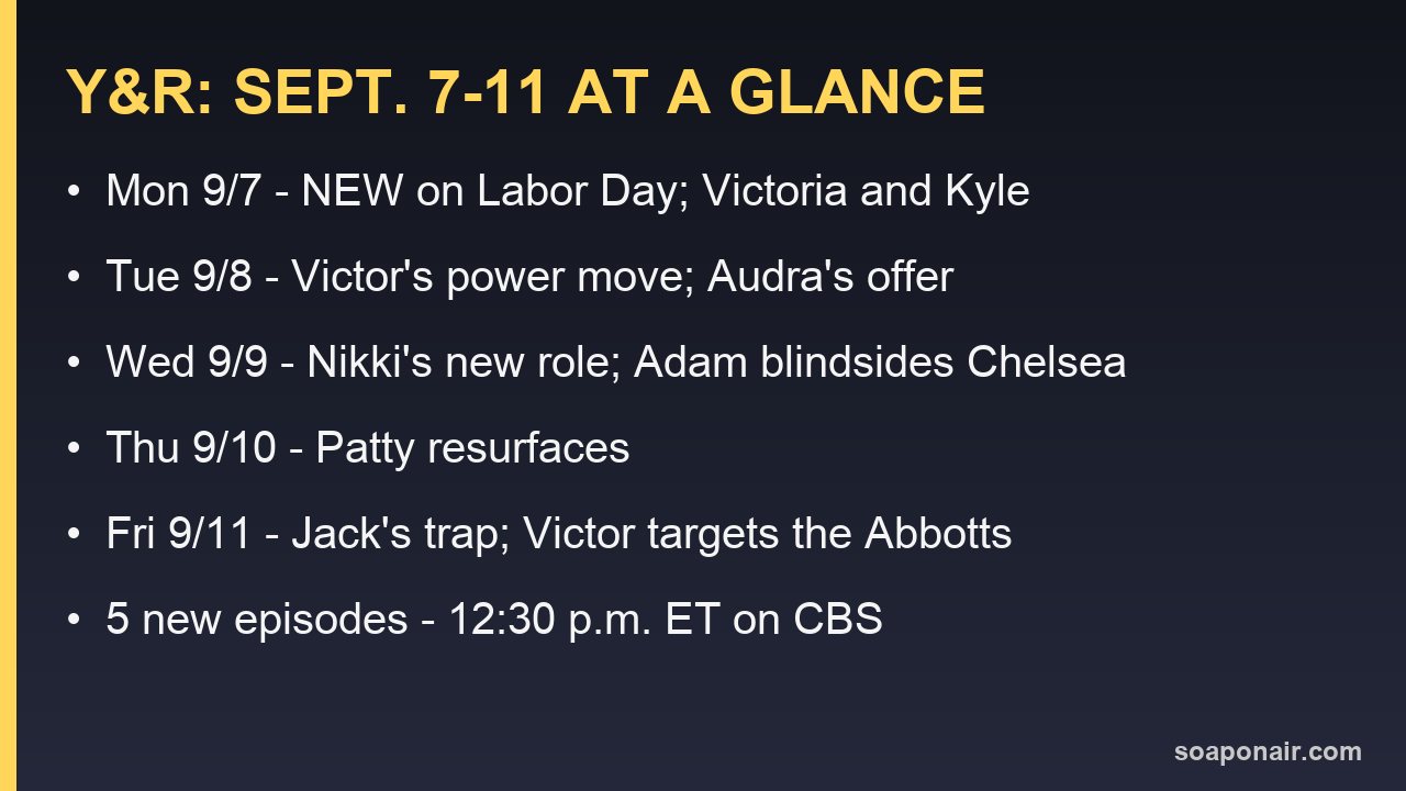 The Young and the Restless storylines and air times for September 7 to 11, 2026